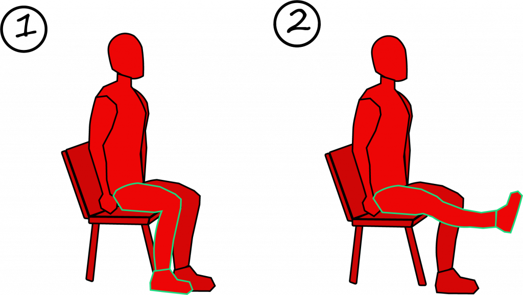 Illustration demonstrating proper form for knee extensions, a key exercise for combating knee pain and strengthening the muscles surrounding the knee joint.